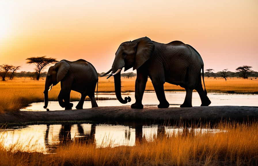 Luxury tented camp in the Okavango Delta at sunset